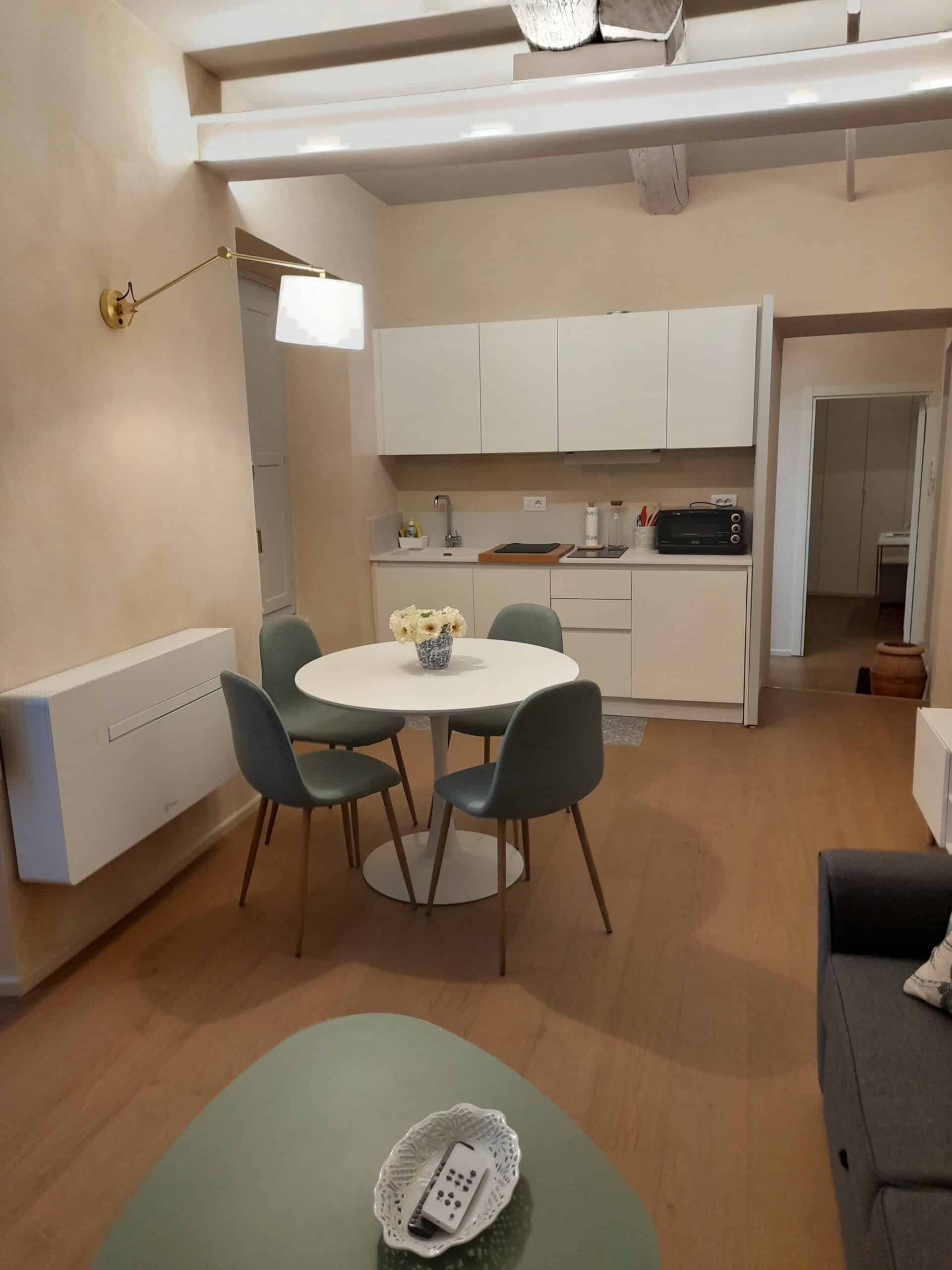 inside a modern flat with kitchen